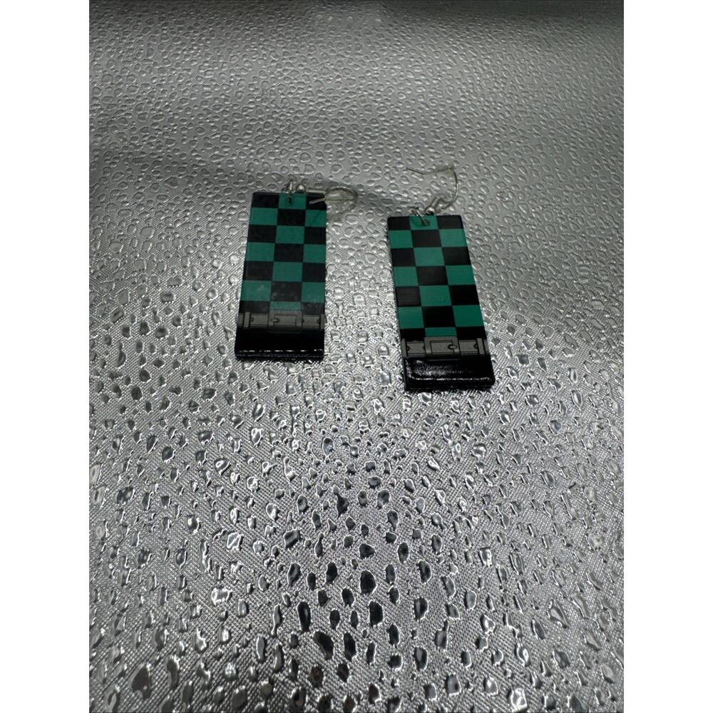 Demon Slayer Infinity Castle Tanjiro Earrings Anime Hanafuda Cosplay Drop - Picture 3 of 3